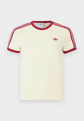 adidas Originals 3-STRIPES SLIM T-SHIRT - Print T-shirt - warm vanilla/team victory red