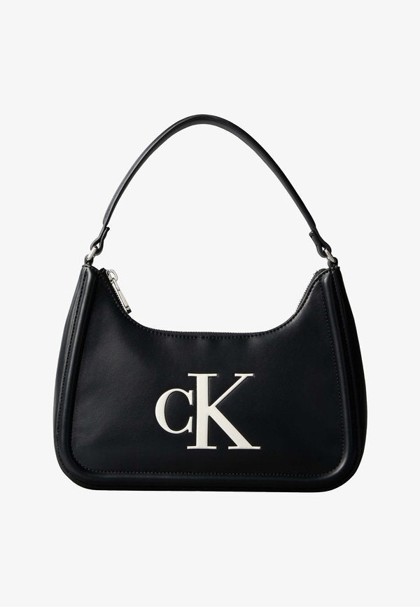 Calvin Klein BOLD SMALL SHOULDER BAG - Handbag - black/white