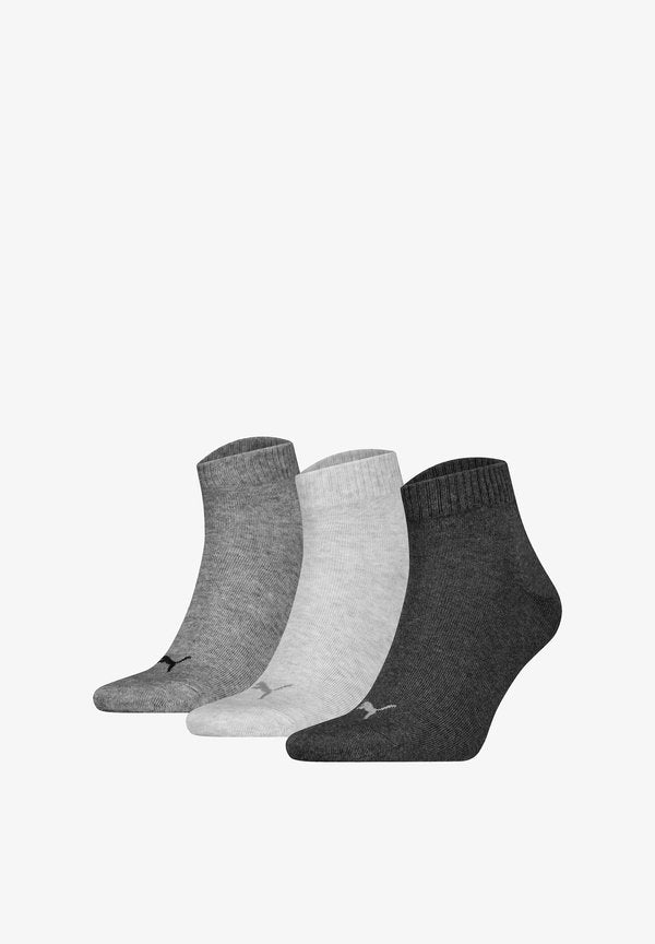 Puma UNISEX QUARTER 3ER PACK - PLAIN LOGO - Socks - grau