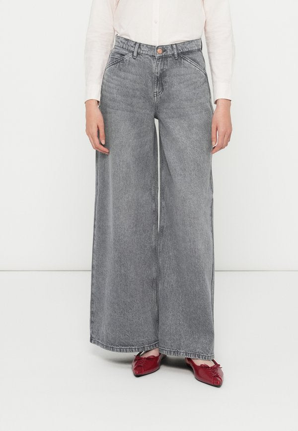 Vero Moda VMANNET - Wide Leg - medium grey denim