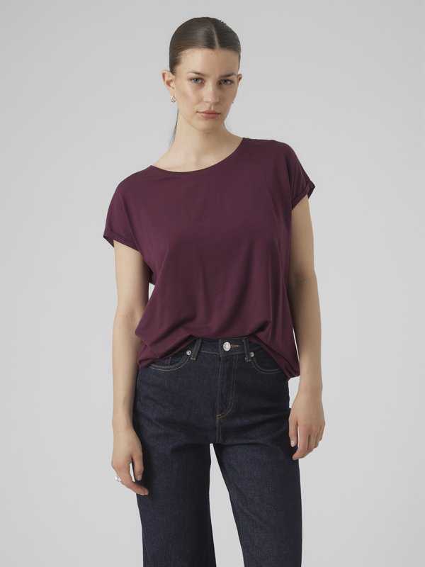 Vero Moda VMAVA PLAIN SS TOP JRS NOOS - Basic T-shirt - winetasting