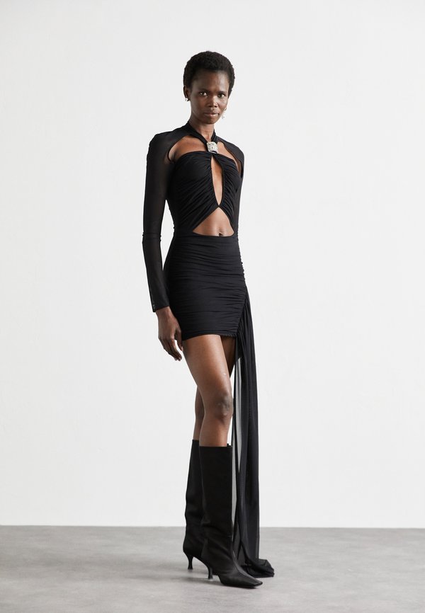 David Koma CRYSTAL BUCKLE DIAMOND CUTOUT MINI DRESS