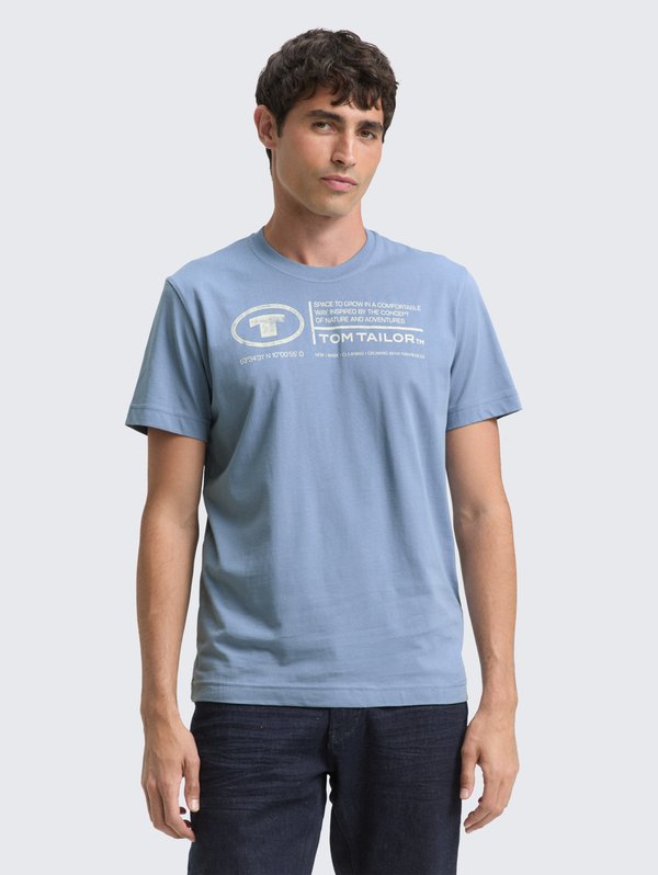 TOM TAILOR LOGO PRINT - Print T-shirt - greyish mid blue