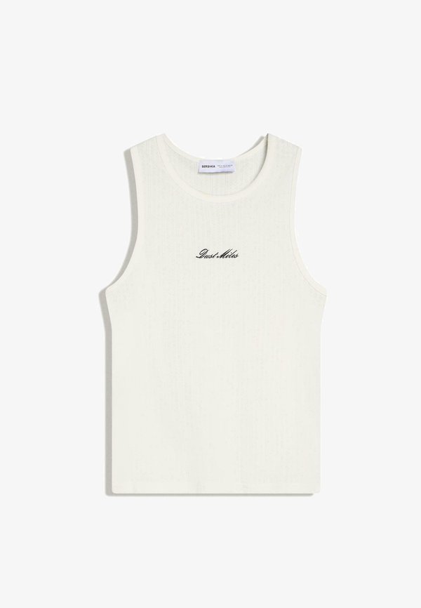 Bershka PRINTED TANK - Top - white