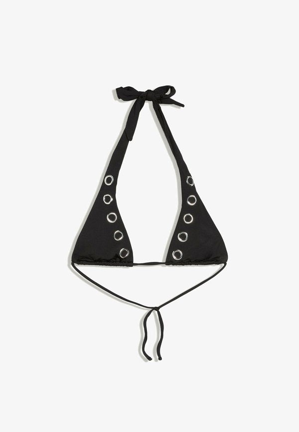 Bershka HALTER WITH EYELETS - BIKINI TOP - Bikini top - black