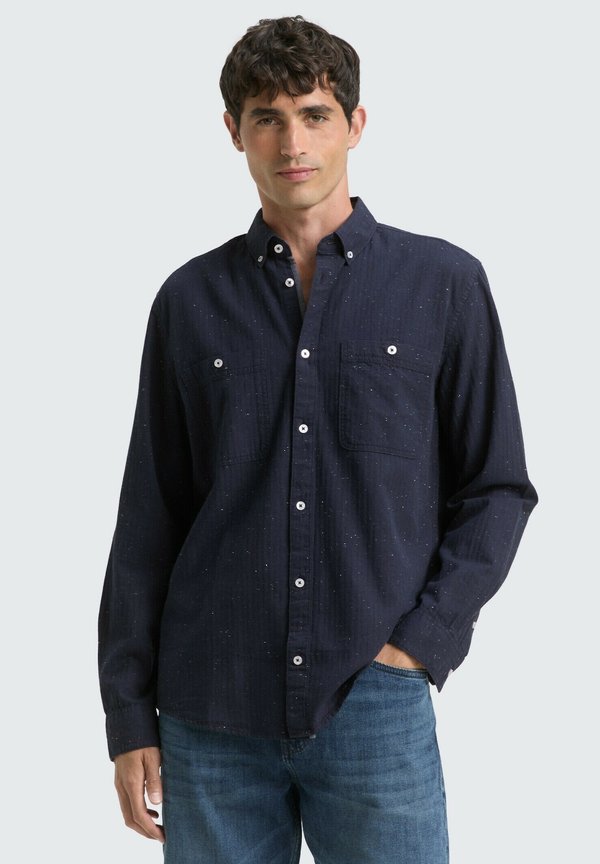 TOM TAILOR REGULAR FIT IN MELANGE-OPTIK - Shirt - navy nep structure