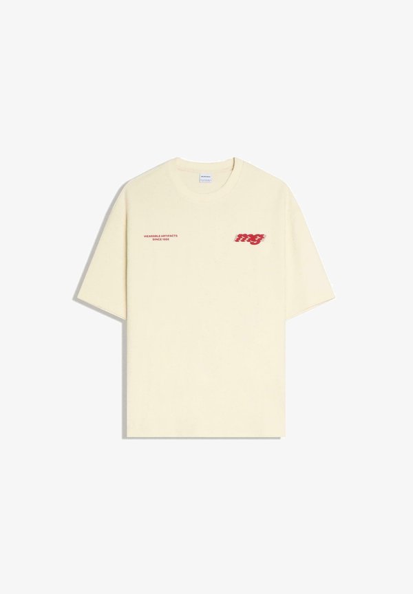 Bershka TERRY PRINT - TSHIRT - Print T-shirt - beige