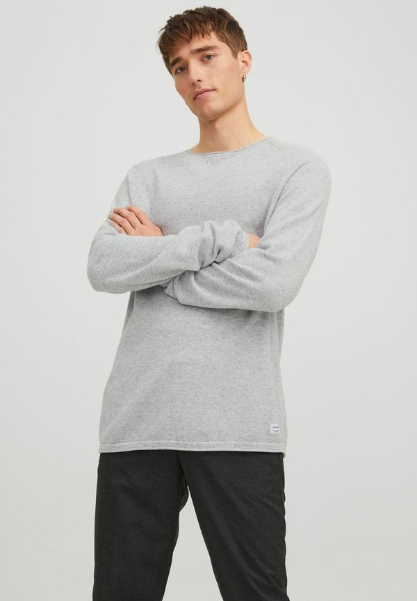 Jack & Jones JJEHILL KNIT CREW NECK NOOS - Jumper - light grey melange