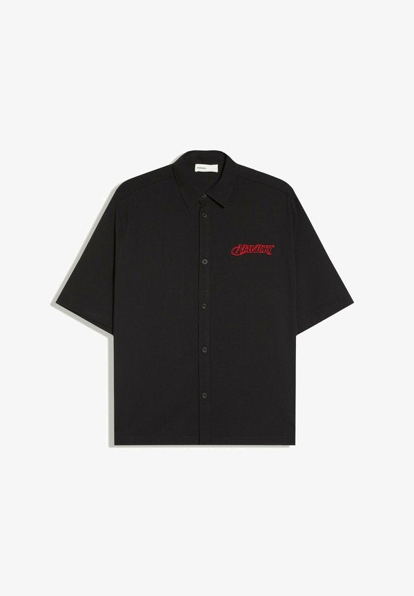 Bershka EMBROIDERED SHORT SLEEVE - SHIRT - Shirt - black