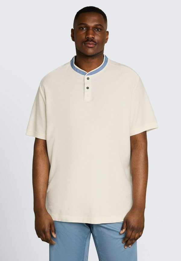 TOM TAILOR TOM TAILOR POLOSHIRTS PLUS SIZE - POLOSHIRT MIT STEHKRAGEN - Basic T-shirt - gardenia white