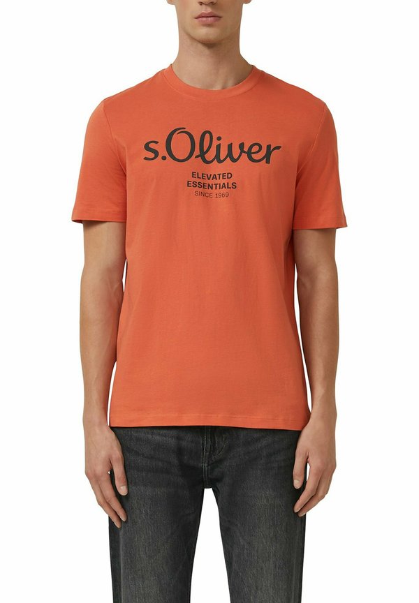 s.Oliver 4ER PACK  - Print T-shirt - hellrot/dunkelblau/dunkelgrau/schwarz