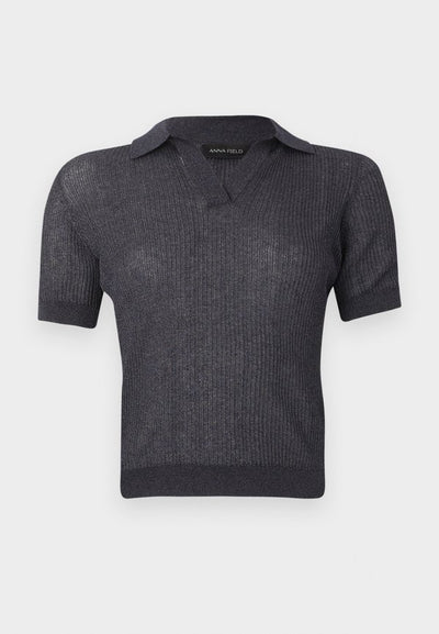 Anna Field KNITTED POLO WITH SILVER COLOURED LUREX YARN