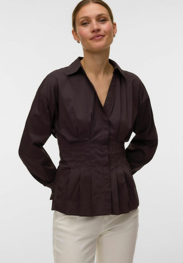 Vero Moda VMLOTUS - Button-down blouse - chocolate torte