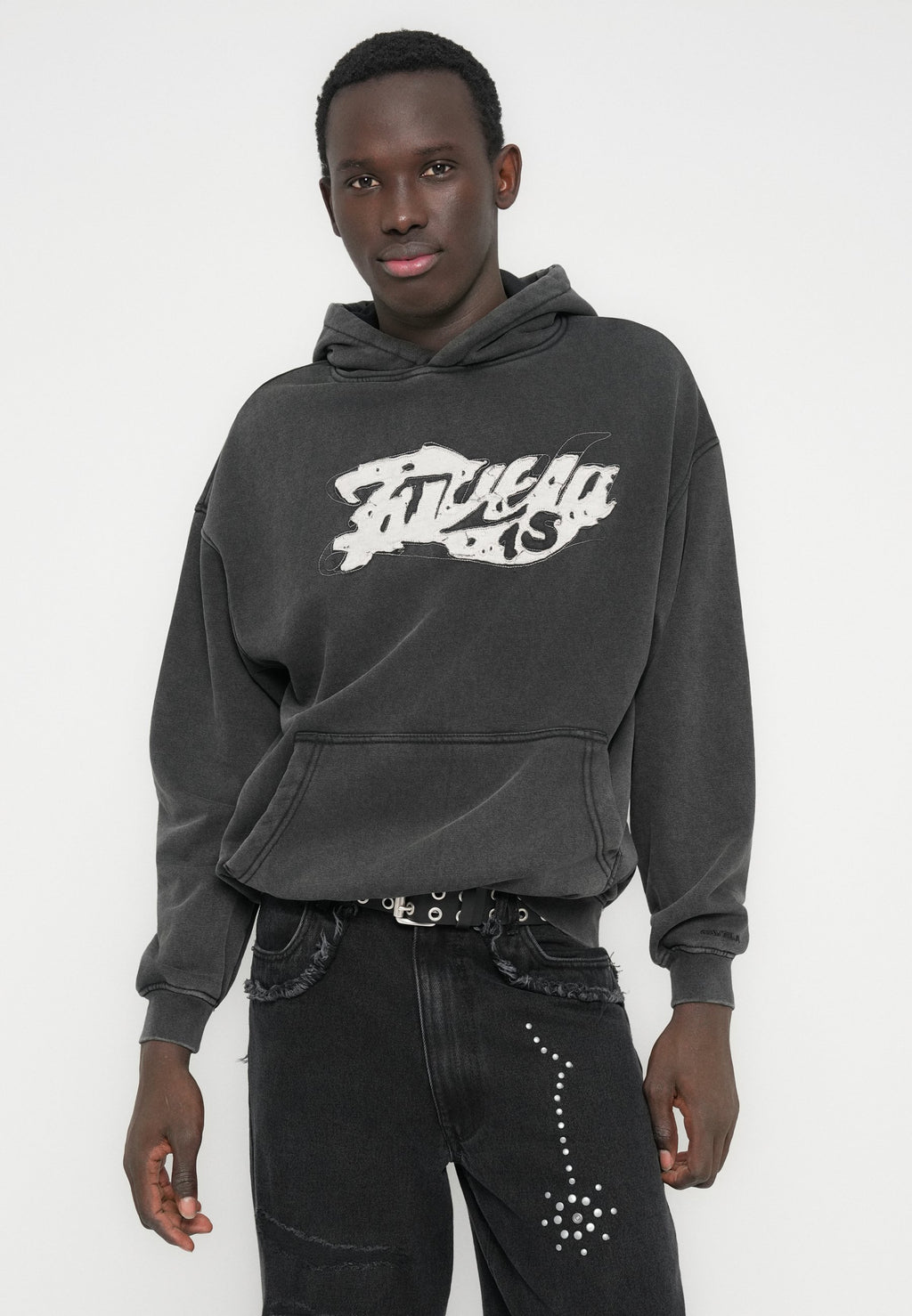 FAVELA FAVELA COLLEGE DISTRESSED PATCHED  HOODIE