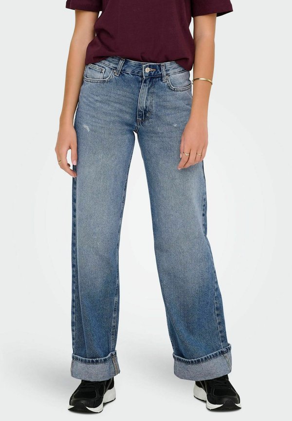 ONLY Wide-fit ONLELLA Mid waist Wide Leg Fit - Relaxed fit jeans - medium blue denim