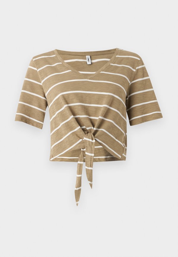 ONLY ONLSUMMER V NECK KNOT  - Print T-shirt - olive