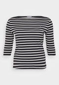 CURVE BOAT NECK THREE-QUARTER SLEEVE T-SHIRT Media 1