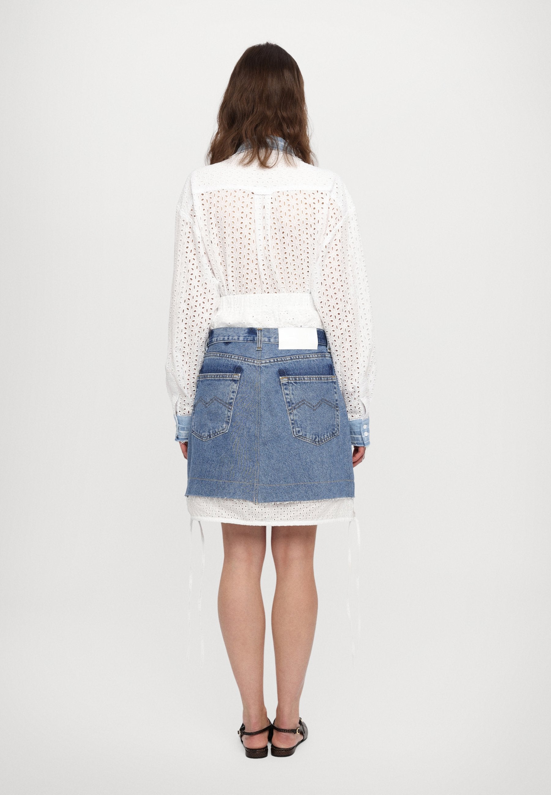 Ksenia Schnaider BOXER SKIRT WITH BRODERIE ANGLAISE DETAIL