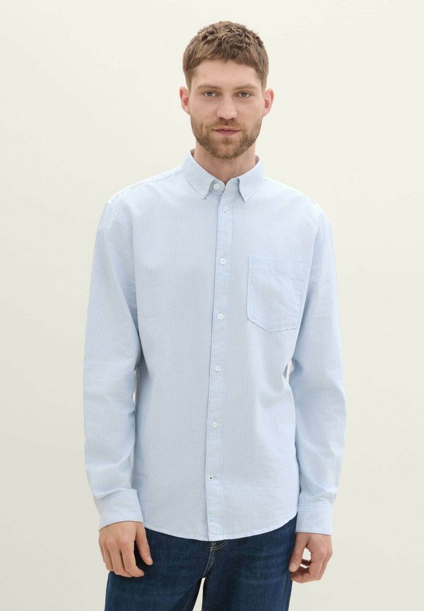 TOM TAILOR OXFORD - Shirt - white light blue stripe