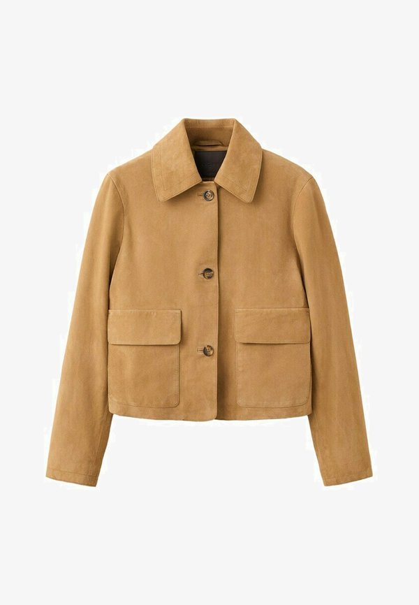 Mango Leather jacket - ochre
