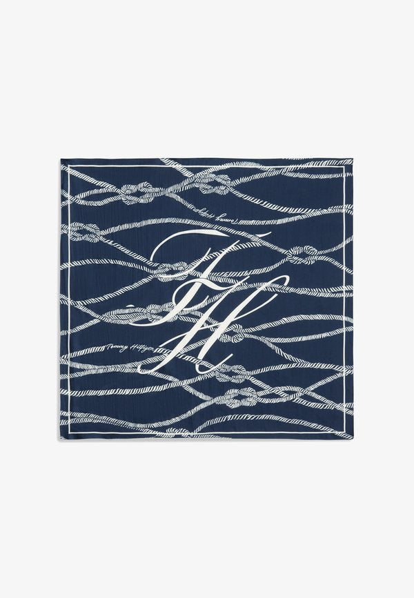 Tommy Hilfiger SCRIPT SQUARE - Foulard - yale navy