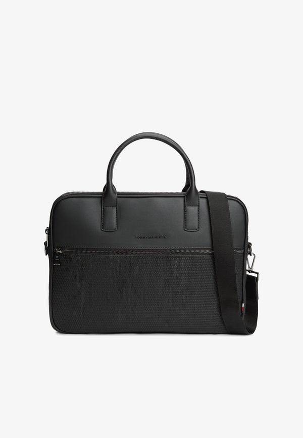 Tommy Hilfiger WOVEN POCKET LAPTOP BAG - Laptop bag - black