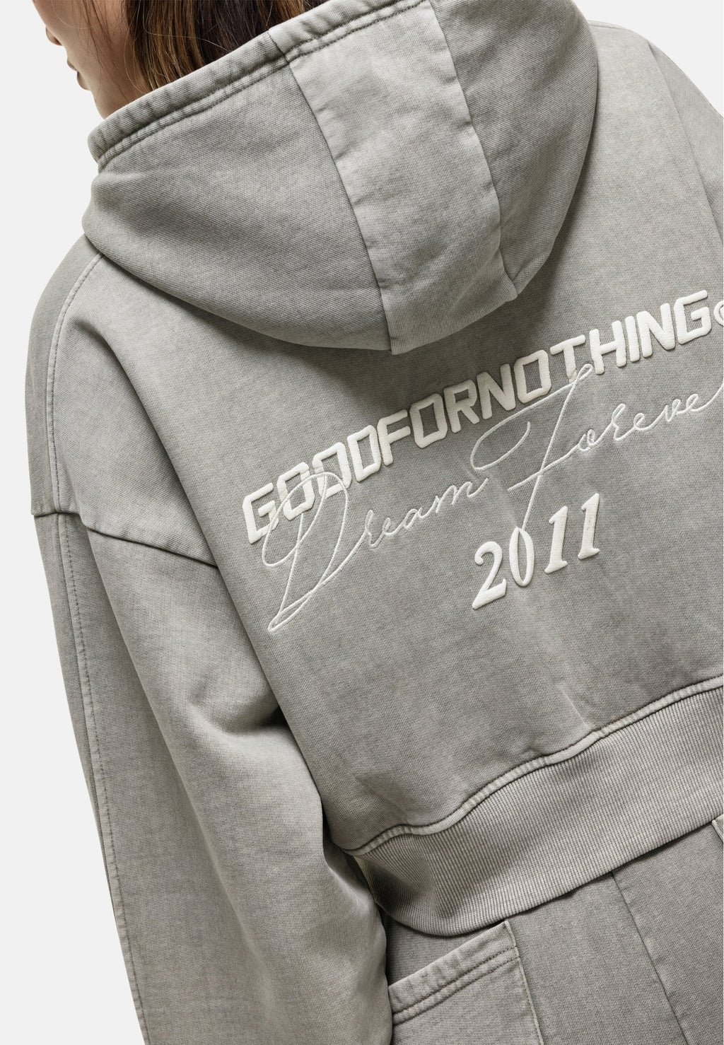 Good For Nothing FOREVER  FOREST FOG CROPPED HOODIE