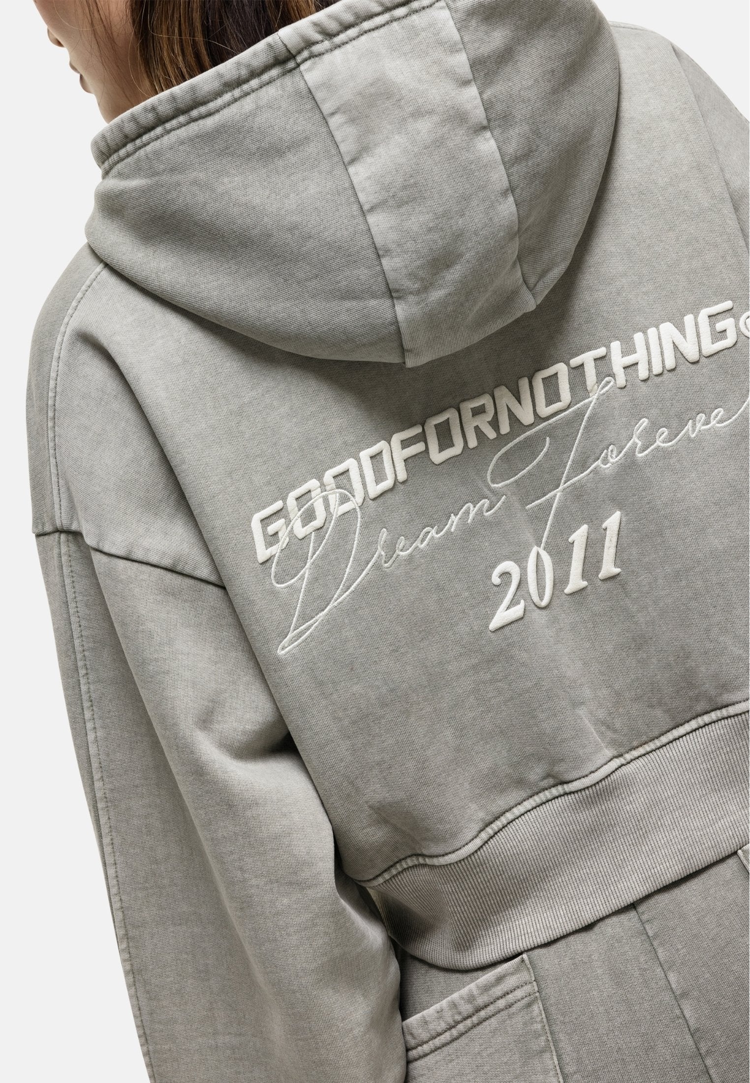 Good For Nothing FOREVER  FOREST FOG CROPPED HOODIE
