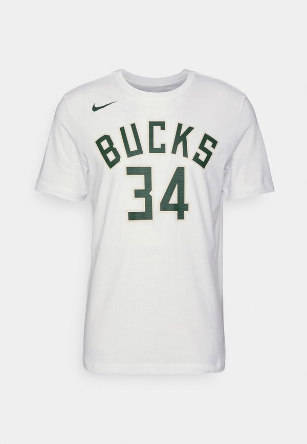 Nike Performance NBA GIANNIS ANTETOKOUNMPO MILWAUKEE BUCKS NAME AND NUMBER TEE - Print T-shirt - white/antetokounmpo