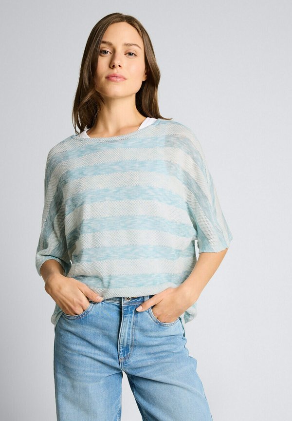 TOM TAILOR LOOSE FIT MIT FLEDERMAUSÄRMELN - Print T-shirt - white mint stripe
