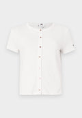 Tommy Hilfiger GOLD-TONE BUTTON SLIM T-SHIRT