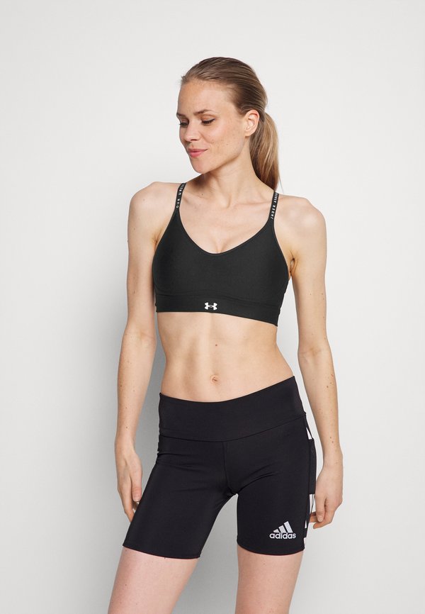 Under Armour INFINITY COVERED LOW - Light support sports bra - black/white