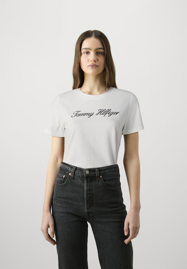 Tommy Hilfiger SCRIPT REGULAR - Print T-shirt - ecru