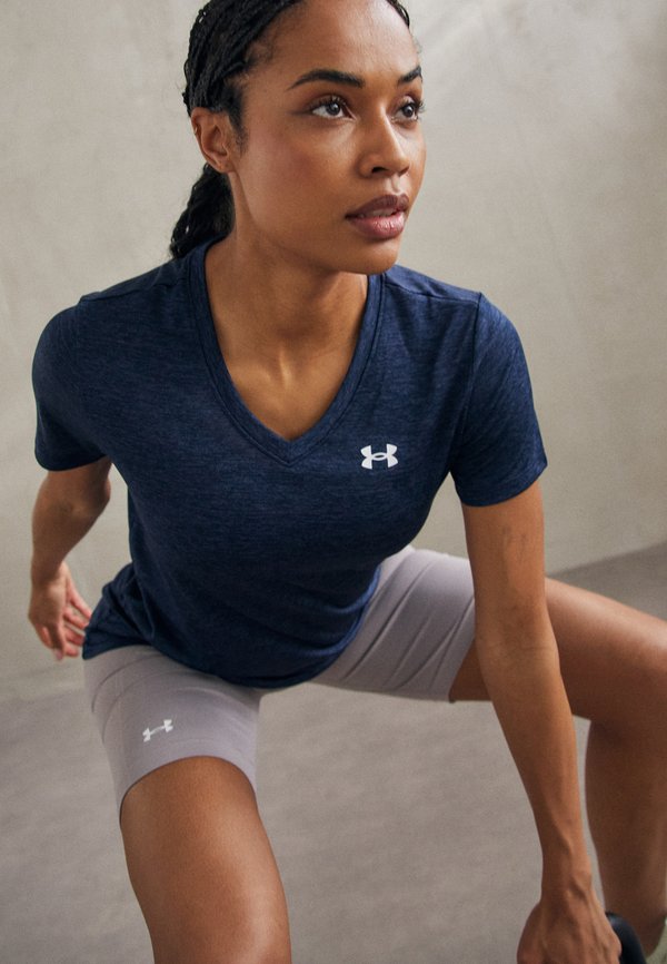 Under Armour TECH TWIST - Sports T-shirt - midnight navy/white