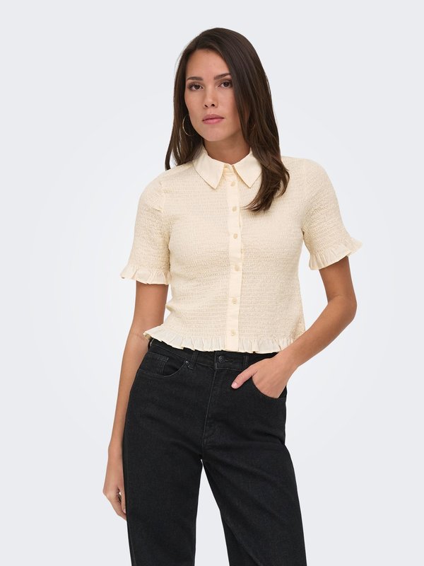 ONLY ONLTAMARI - Button-down blouse - buttercream