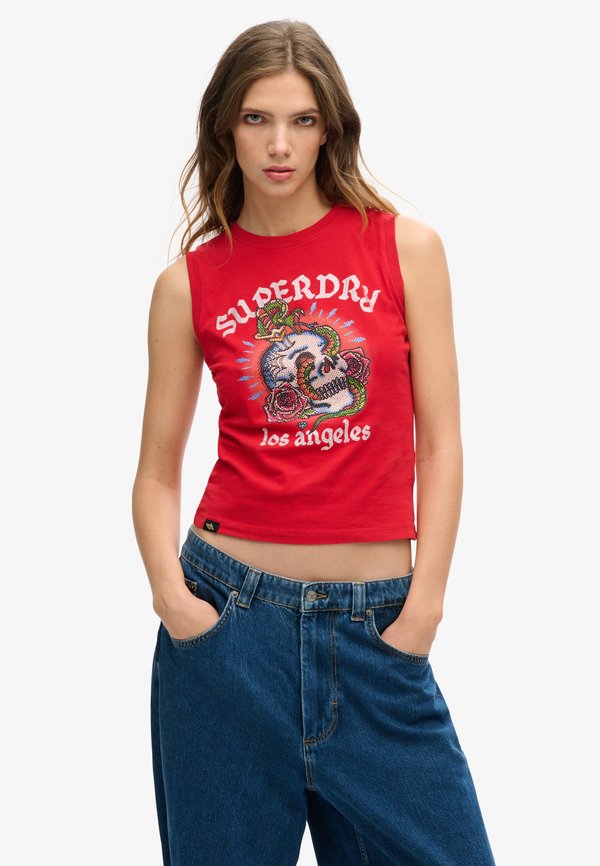 Superdry & Co TATTOO RHINESTONE - Top - risk red