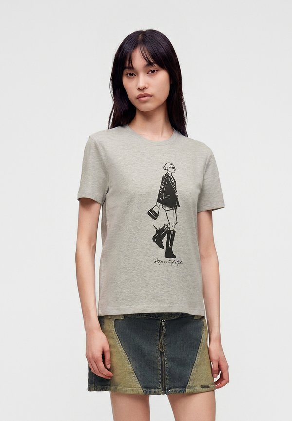 ONLY ONLELLA LADY - Print T-shirt - light grey melange