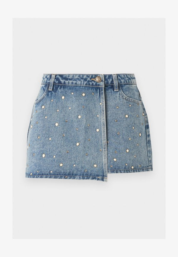 ONLY ONLTEXAS STUDDED - Skort - light medium blue denim