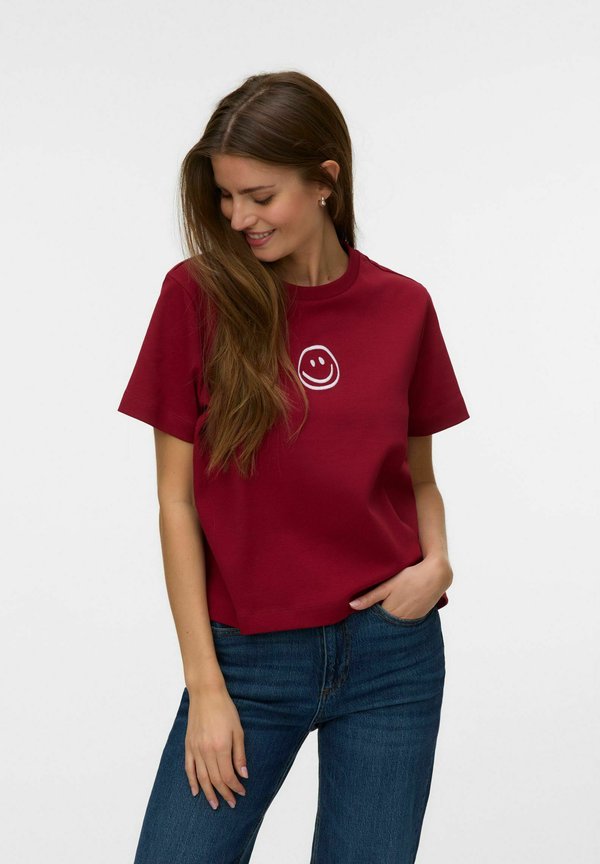 Vero Moda VMSARA METTE SS TOP BOX JRS NOOS - Print T-shirt - biking red