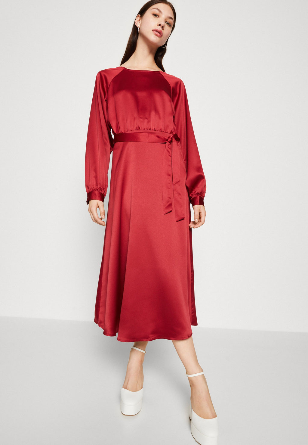 VILA VIARIEL TIE BELT MIDI DRESS