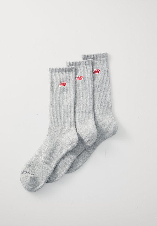 New Balance PATCH LOGO CREW UNISEX 3 PACK - Socks - grey