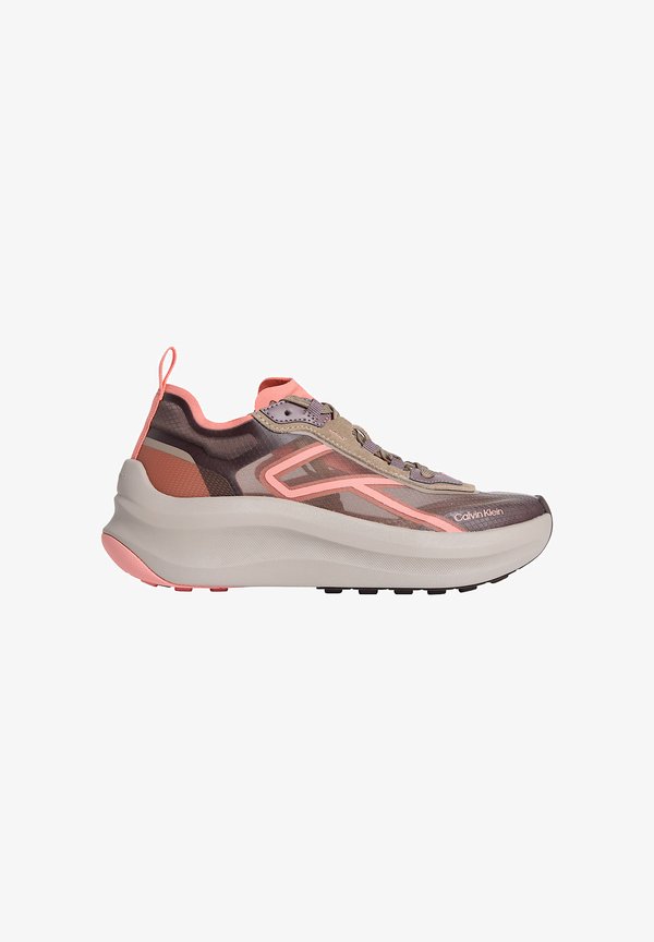 Calvin Klein ANDREA - CHUNKY STRIPE RUNNER - Trainers - peppercorn desert taupe peach