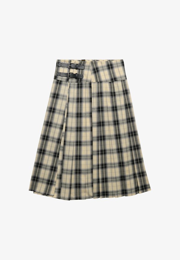 Superdry & Co SUPERDRY - Pleated skirt - cream black check