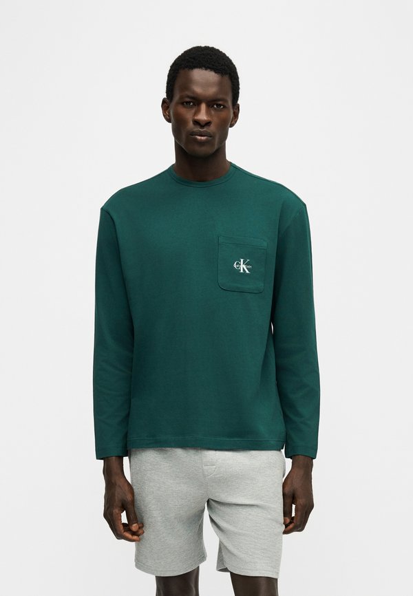 Calvin Klein Underwear CREW NECK GRAPHIC MONOGRAM STRETCH - Pyjama top - kings emerald green