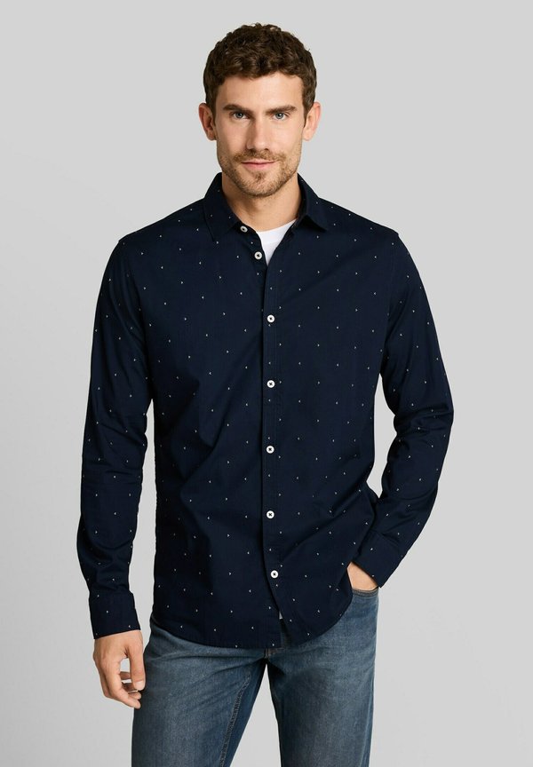 TOM TAILOR TOM TAILOR BLUSEN & SHIRTS FITTED HEMD MIT STRETCH - Shirt - dark blue white dot design