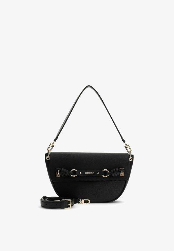 Guess CAMELIA FLAP SHOULDER BAG - Handbag - black