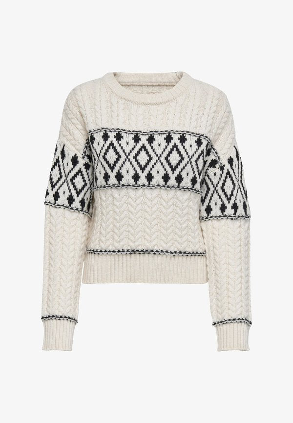 ONLY Knitted ONLMARENT Knitted - Jumper - cloud dancer detail black
