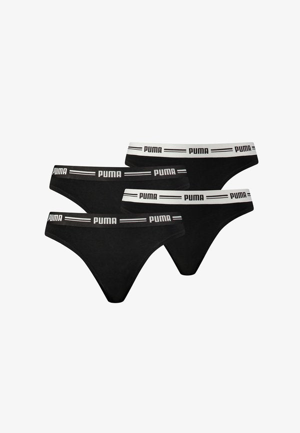 Puma DAMEN STRING - ICONIC SOFT STRETCH 4ER PACK - Briefs - schwarz