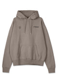 Kapuzensweatshirt aus taupefarbenem Baumwollstoff mit einer Fronttasche. Mit einem Wappenemblem und dem Wort "Pegador" in schwarzem Stick. Rippbündchen.