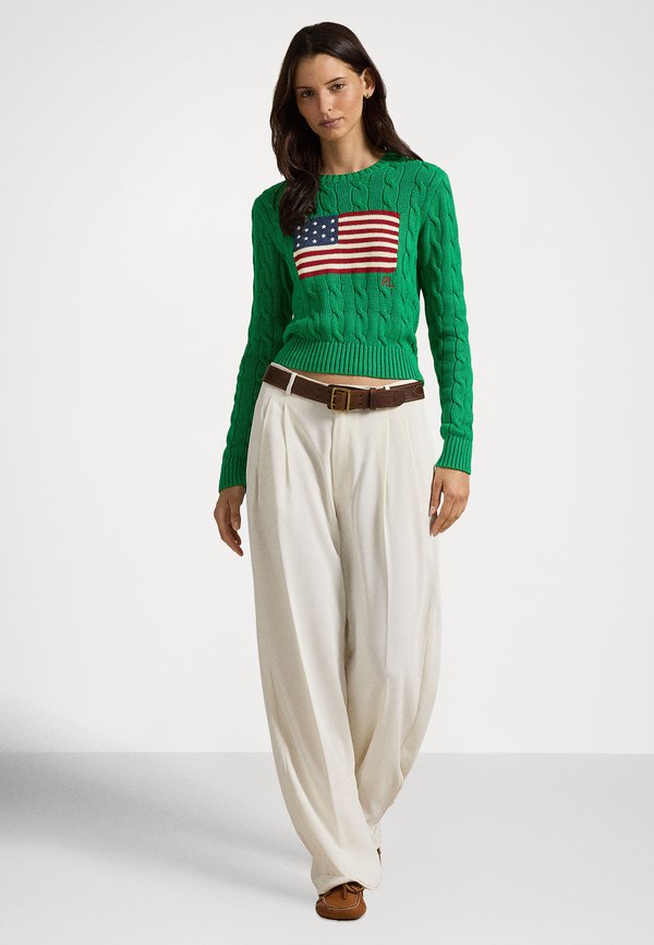Polo Ralph Lauren FLAG SHRUNKEN CABLE COTTON SWEATER
